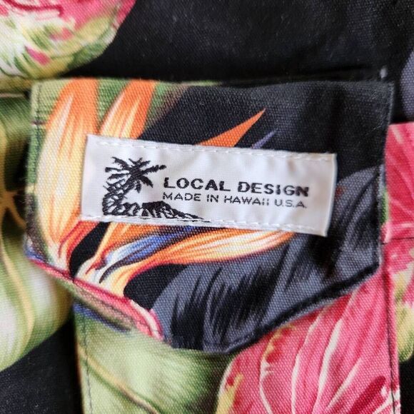 Local design Hawaiian hibiscus tropical floral shoulder bag black red - Picture 2 of 4
